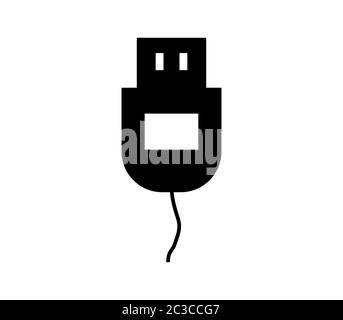 Symbol für USB-Buchse im Vektor auf weißem Hintergrund Stockfoto