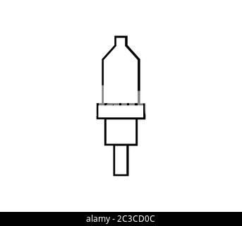 Zündkerzensymbol in Vektor auf weißem Hintergrund dargestellt Stockfoto