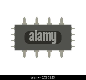 Mikrochip-Symbol in Vektor auf weißem Hintergrund dargestellt Stockfoto