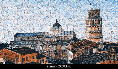 Der Schiefe Turm von Pisa ist der Glockenturm der Kathedrale Santa Maria Assunta, in der berühmten Piazza del Duomo Stockfoto