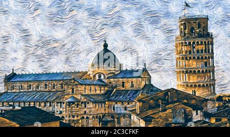 Der Schiefe Turm von Pisa ist der Glockenturm der Kathedrale Santa Maria Assunta, in der berühmten Piazza del Duomo Stockfoto