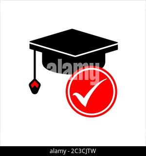 Bildungkredit Genehmigt Symbol, Graduation Cap Symbol, Bachelor Cap Symbol Vektor Kunst Illustration Stock Vektor