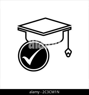 Bildungkredit Genehmigt Symbol, Graduation Cap Symbol, Bachelor Cap Symbol Vektor Kunst Illustration Stock Vektor