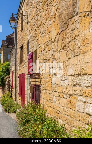 Die alten Häuser der mittelalterlichen Stadt Sarlat-la-Canéda in der Dordogne Frankreich Stockfoto