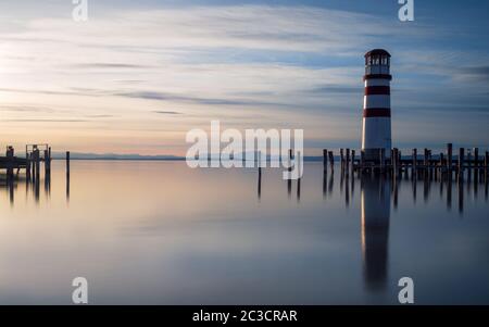 Leuchtturm am neusiedlersee in Podersdorf Stockfoto