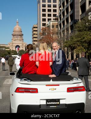 20. Januar 2015, Austin, Texas, USA: Gouverneur von Texas, Eröffnungsparade mit der Regierung. Greg Abbott, seine Tochter Audrey und seine Frau Cecilia. ©Marjorie Kamys Cotera/Daemmrich Photography Stockfoto