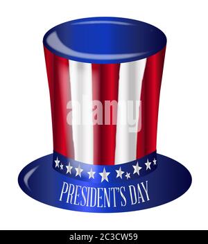 Ein Hut mit einem Star Spangled Banner Farben und Sterne über einen weißen Hintergrund und Text Präsidenten Tag Stockfoto