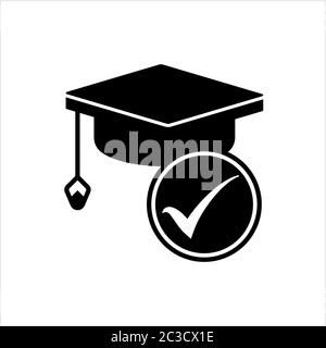 Bildungkredit Genehmigt Symbol, Graduation Cap Symbol, Bachelor Cap Symbol Vektor Kunst Illustration Stock Vektor