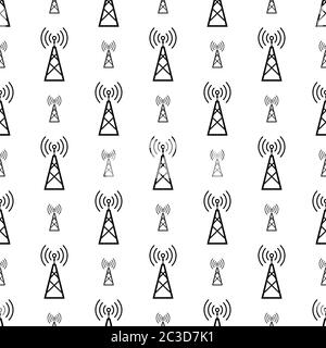 Radio Tower Symbol Nahtloses Muster Vektor Kunst Illustration Stock Vektor