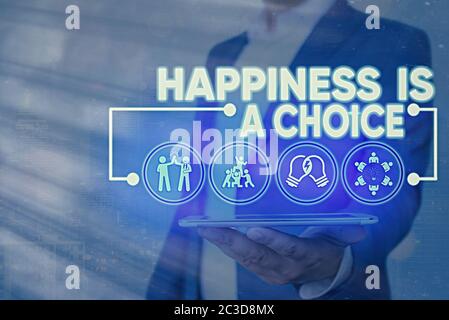Handgeschrittlicher Text Glück ist EINE Wahl. Konzeptionelles Foto Bleib glücklich, egal was motiviert war Stockfoto