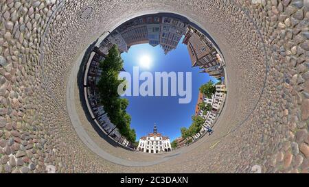 Little Planet Foto, Marktplatz und Rathaus, Lüneburg, Niedersachsen, Deutschland Stockfoto