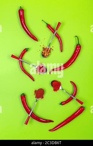 Verschiedene Arten von rotem Paprika. Stockfoto