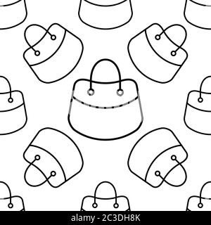 Handtasche Symbol Nahtloses Muster, Hand Tasche Design Vektor Kunst Illustration Stock Vektor