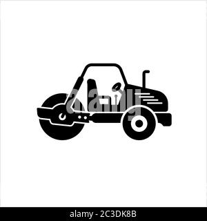 Road Roller Icon, Bau Fahrzeug Icon Vektor Art Illustration Stock Vektor