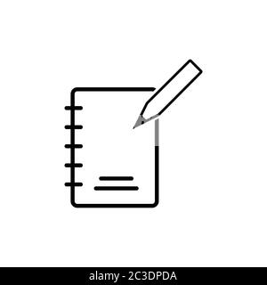 Symbole schreiben, Symbole auf Notizblock und Bleistifte. Vorlagen-Vektor entwerfen Stock Vektor
