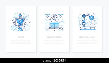 Moderne Technologien - Linie Design Stil Banner Set Stock Vektor