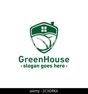 Logo des grünen Hauses. Vektor und Illustration. Stock Vektor