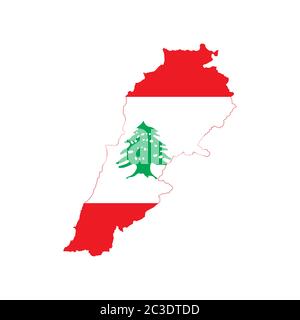 libanon Karte Flagge Design Vektor Illustration Stock Vektor