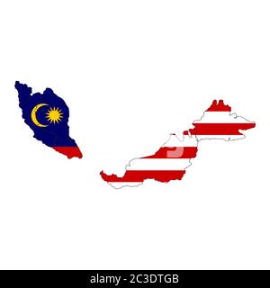 malaysia Karte Flagge Design Vektor Illustration Stock Vektor