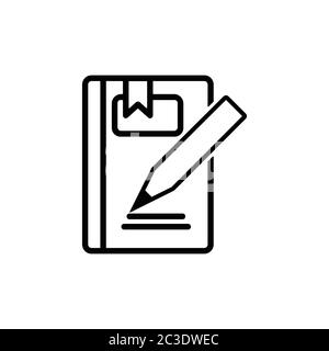 Symbole schreiben, Buchlinie und Bleistift-Symbole. Design-Vorlage Vektor Stock Vektor