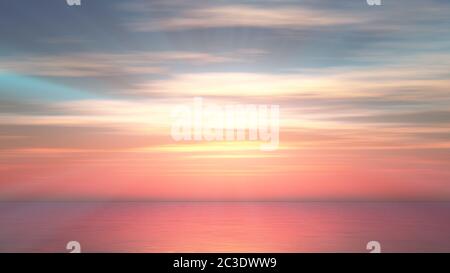 Verschönern Sie den Sonnenuntergang über dem Meer, Sonnenstrahl Licht Stockfoto