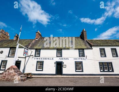 Tweeddale Arms Hotel während der Covid-19 Pandemie, Gifford Dorf, East Lothian, Schottland, Großbritannien, eingeschlossen Stockfoto