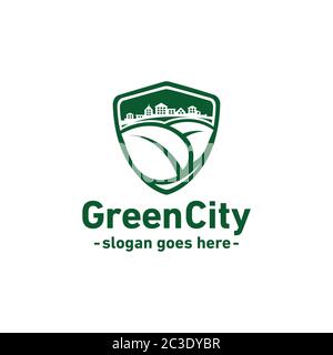 Grünes City-Logo. Vektor und Illustration. Stock Vektor