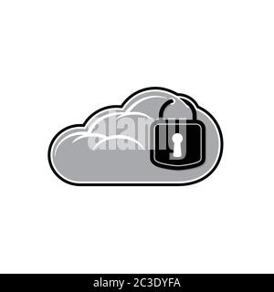 Symbol für Cloud-Vorhängeschloss. Vektor und Illustration. Stock Vektor