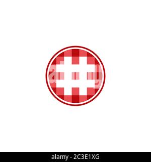 Kreis digitales Logo, Pixel Hashtag Design-Konzept, isoliert auf weißem Hintergrund. Stock Vektor