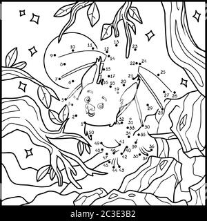 Zahlen Spiel für Kinder, Bildung Punkt zu Punkt Spiel, Vampir Fledermaus Stock Vektor