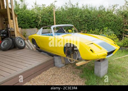 Lotus Elan +2 Classic Car Custom Whirlpool im Bau. Medstead, Alton, Hampshire England, Großbritannien. Stockfoto