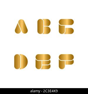 Satz von Anfangsbuchstaben Logo, funkeln goldenen Schrift Design-Konzept, isoliert auf weißem Hintergrund. Stock Vektor