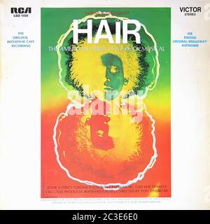 Hair Original Broadway Cast Recording - Vintage 12'' LP 160 Gramm Vinyl Cover Stockfoto