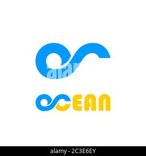 Ocean Wave Logo Design Konzept, OC Ocean Logo, isoliert auf weißem Hintergrund. Stock Vektor