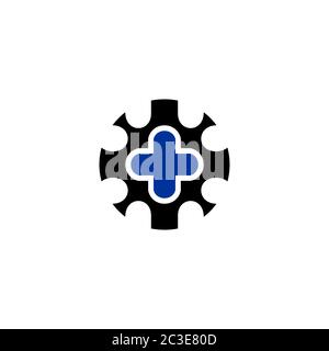 Medizinisches Kreuz-Logo, Healthcare Icon Design Concept Template, isoliert auf weißem Hintergrund. Stock Vektor