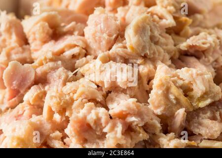 Bio-Dosen-Thunfisch aus Albacore in einer Schüssel Stockfoto