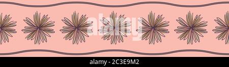 doodle Blume Köpfe rosa Vektor Rand drucken Stock Vektor