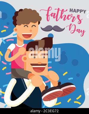 Happy Vatertag Party Poster, Vater und Sohn zu Hause Illustration Vektor Stock Vektor