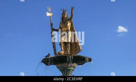 In der Nähe der Statue der pachacuti in Cusco Stockfoto