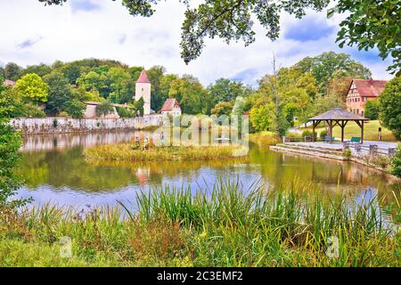 Historische Stadt Dinkelsbühl See und Naturblick Stockfoto