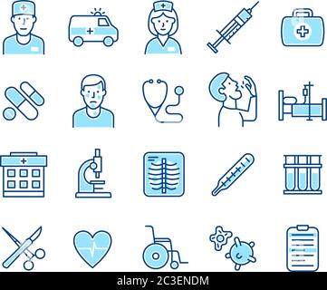 Medizinische Symbole für Ärzte und Patienten - moderner Linienstil Stock Vektor