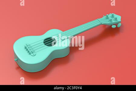 Grüne Sopran-Ukulele 3D Stockfoto