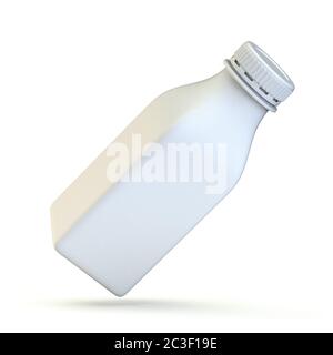 Quadratische Plastikflasche mit Deckel schräg 3D Stockfoto