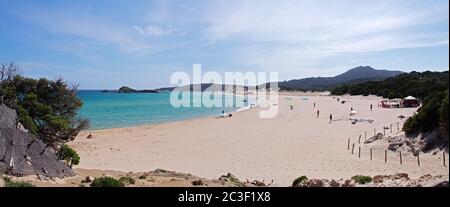 Panorama auf Spiaggia Su Giudeu - Sardinien Stockfoto