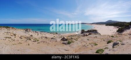 Panorama auf Spiaggia Su Giudeu - Sardinien Stockfoto