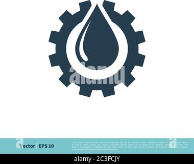 Zahnrad Tropfen Öl Symbol Vektor Logo Vorlage Illustration Design. Vektor EPS 10. Stock Vektor