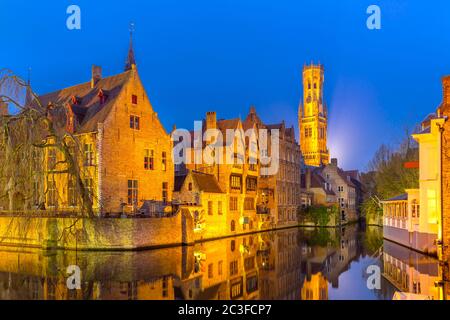 Brügge, Belgien Sonnenuntergang Stockfoto