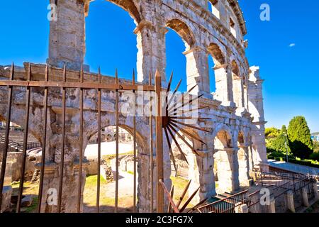 Arena Pula historische römische Amphitheater Ruinen Blick Stockfoto