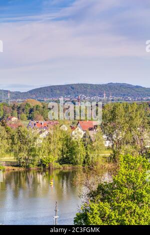 Das Rhein-Main-Gebiet bei Eddersheim zwischen Frankfurt und Wiesbaden im Main-Taunus-Viertel Stockfoto