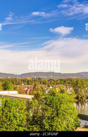 Das Rhein-Main-Gebiet bei Eddersheim zwischen Frankfurt und Wiesbaden im Main-Taunus-Viertel Hes Stockfoto